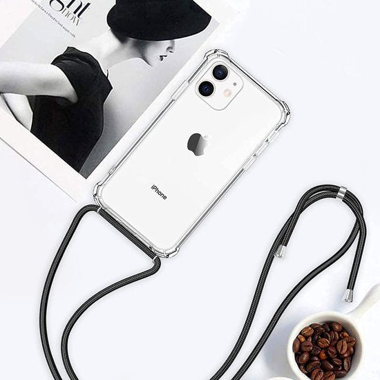 iPhone 11 Hoesjes – Siliconen Backcover met Schouderkoord – Transparant – Anti-slip – Beschermend-Ilumina Benelux