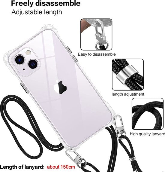 iPhone 11 Pro Hoesjes – Siliconen Backcover met Schouderkoord – Transparant – Anti-slip – Lichtgewicht-Ilumina Benelux