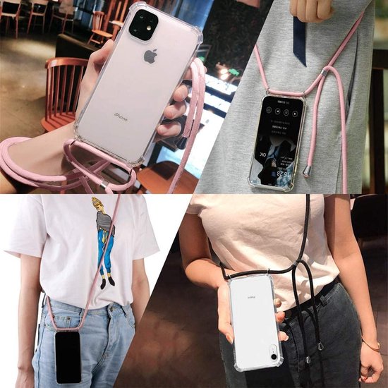 iPhone 11 Pro Max Hoesjes – Siliconen Backcover met Schouderkoord – Transparant-Ilumina Benelux