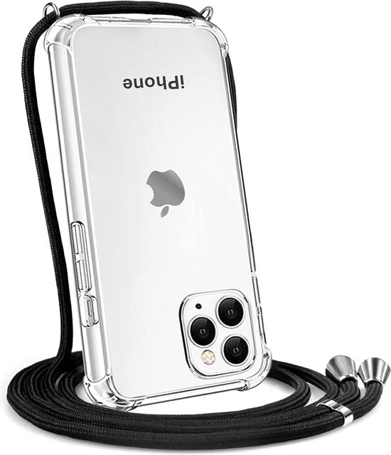 iPhone 11 Pro Max Hoesjes – Siliconen Backcover met Schouderkoord – Transparant-Ilumina Benelux