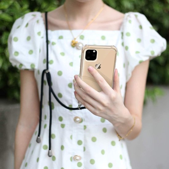 iPhone 11 Pro Max Hoesjes – Transparante Backcover met Koord – Kettinghoes – Schokbestendig-Ilumina Benelux