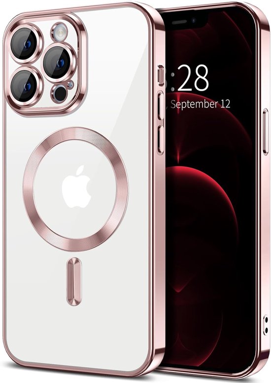 iPhone 12 Hoesjes – Backcover – Camera Lens Protector – MagSafe Compatibel – Roze-Ilumina Benelux
