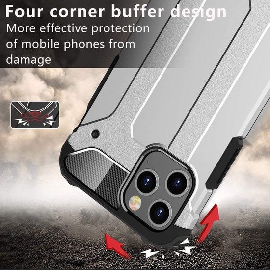 iPhone 12 Mini Hoesjes – Dual Layer Armor Backcover – Heavy Duty Schokbestendig – Zilver-Ilumina Benelux