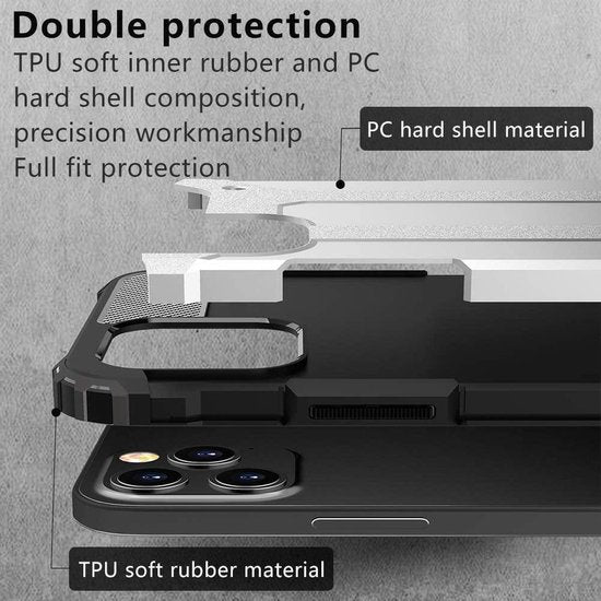iPhone 12 Mini Hoesjes – Dual Layer Armor Backcover – Heavy Duty Schokbestendig – Zilver-Ilumina Benelux