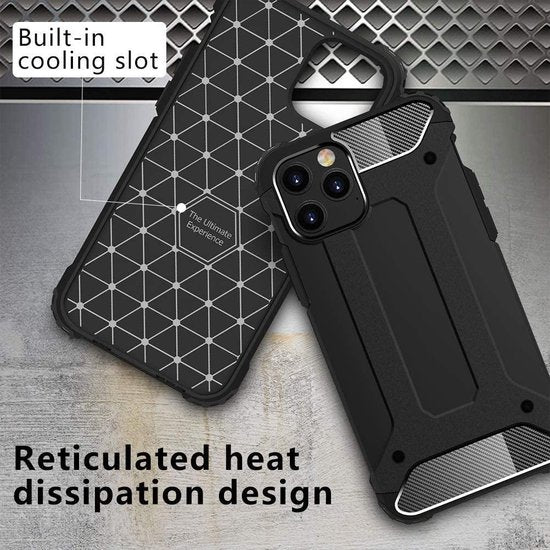 iPhone 12 Pro Hoesjes – Armor Hybrid Backcover – Schokbestendig – Zwart-Ilumina Benelux