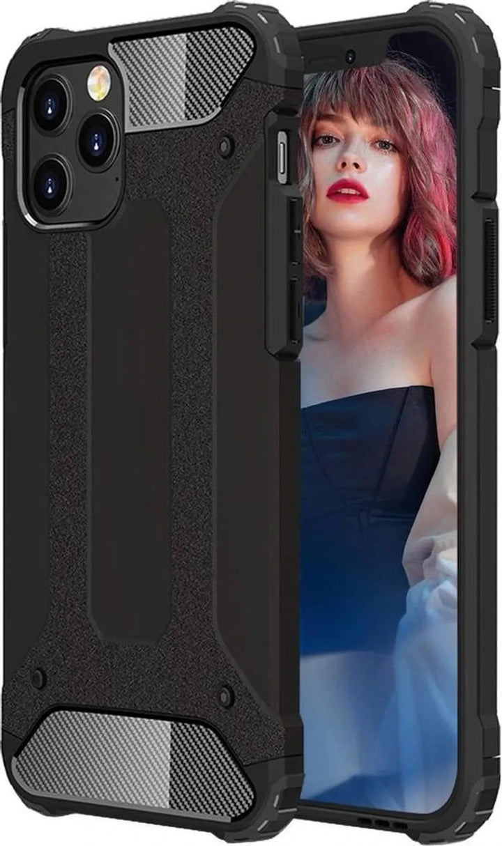 iPhone 12 Pro Hoesjes – Armor Hybrid Backcover – Schokbestendig – Zwart-Ilumina Benelux