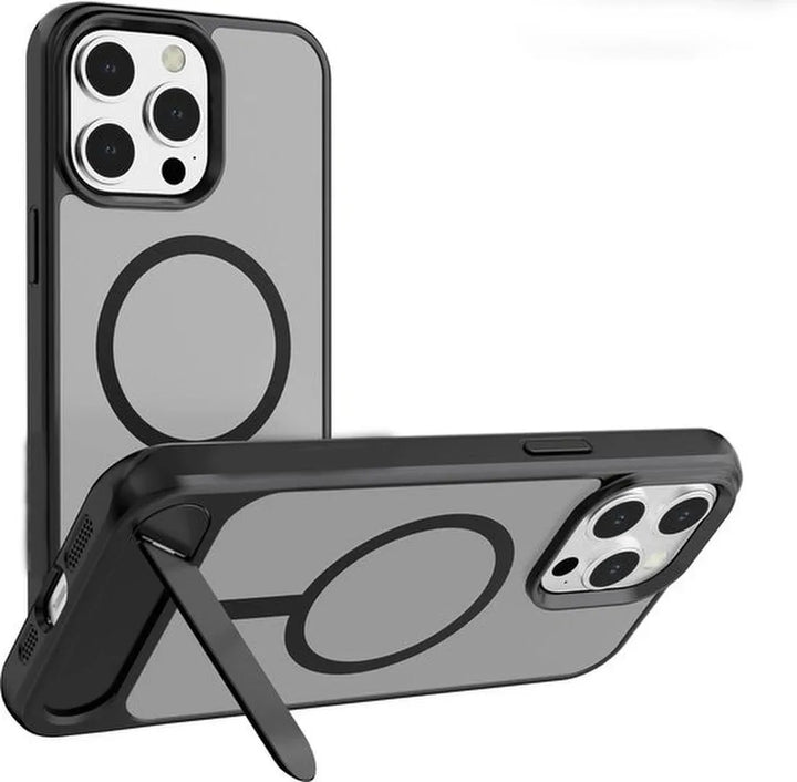 iPhone 12 Pro Max Hoesjes – Schokbestendige Backcover met Standfunctie – MagSafe Compatibel – Zwart-Ilumina Benelux