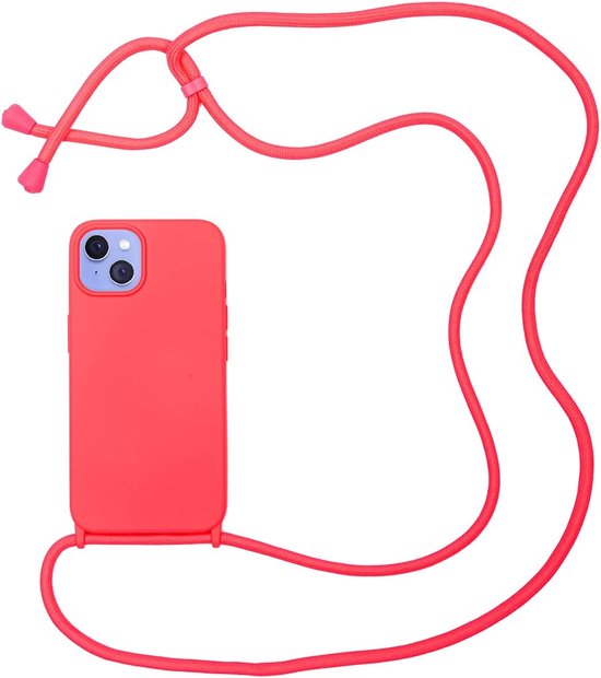 iPhone 12 Pro Max Hoesjes – Siliconen Backcover met Schouderkoord – Ketting Case – Rood-Ilumina Benelux