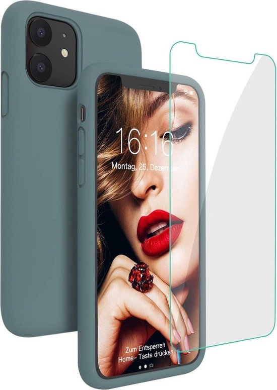iPhone 12 Pro Max Hoesjes – TPU Siliconen Backcover – Inclusief 2x Screenprotector Gehard Glas – Groen-Ilumina Benelux
