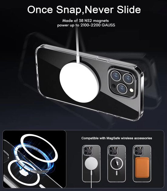 iPhone 13 Hoesjes – Anti-Shock Backcover – MagSafe – Magnetische Pasjeshouder – Lichtbruin-Ilumina Benelux