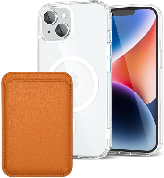 iPhone 13 Hoesjes – Anti-Shock Backcover – MagSafe – Magnetische Pasjeshouder – Lichtbruin-Ilumina Benelux