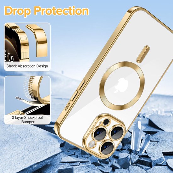 iPhone 13 Hoesjes – Backcover – Camera Lens Protector – MagSafe Compatibel – Goud-Ilumina Benelux