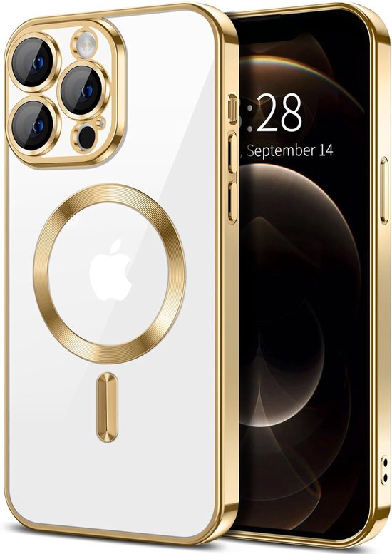 iPhone 13 Hoesjes – Backcover – Camera Lens Protector – MagSafe Compatibel – Goud-Ilumina Benelux