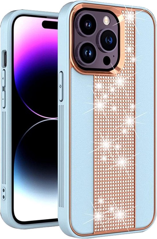 iPhone 13 Hoesjes – Diamond Plating Backcover – Frosted Matte – Schokbestendig – Blauw-Ilumina Benelux