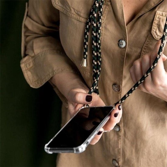 iPhone 13 Hoesjes – Siliconen Backcover met Koord – Schouderketting – Transparant-Ilumina Benelux