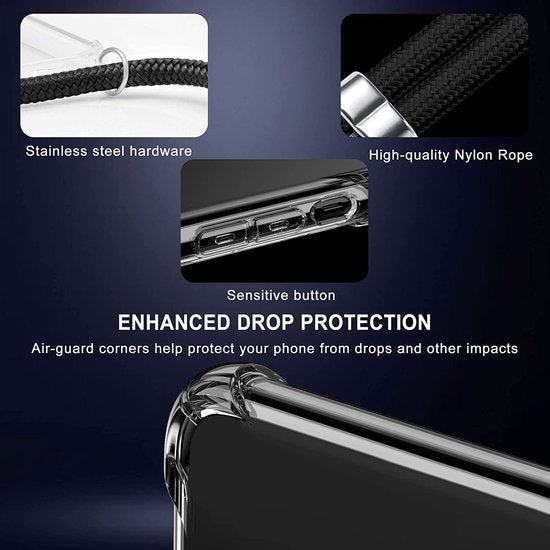 iPhone 13 Mini Hoesjes – Siliconen Backcover met Schouderkoord – Transparant – Kettingkoord Case-Ilumina Benelux