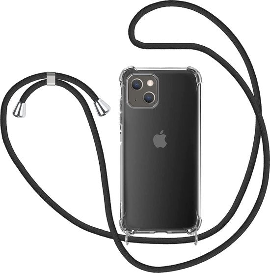 iPhone 13 Mini Hoesjes – Siliconen Backcover met Schouderkoord – Transparant – Kettingkoord Case-Ilumina Benelux
