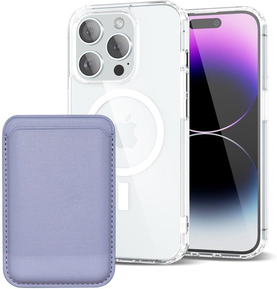iPhone 13 Pro Hoesjes – Anti-Shock Backcover met MagSafe – Magnetische Pasjeshouder – Paars-Ilumina Benelux