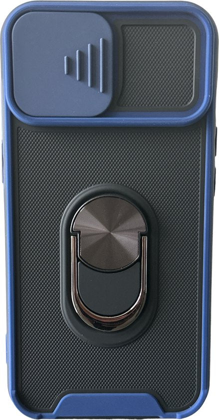 iPhone 13 Pro Hoesjes – Camshield Backcover – Schokbestendig – Draaibare Ring – Blauw-Ilumina Benelux