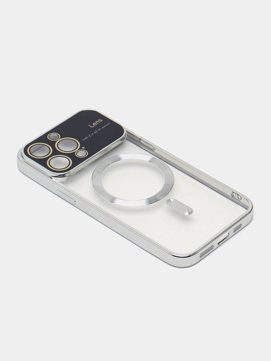 iPhone 13 Pro Hoesjes – Magnetische Backcover met MagSafe – Camera Lens Protector – Zilver-Ilumina Benelux