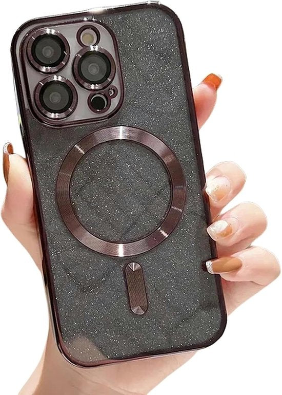 iPhone 13 Pro Hoesjes – MagSafe Backcover – Glitter Sequin Design – Zachte TPU Case – Zwart-Ilumina Benelux