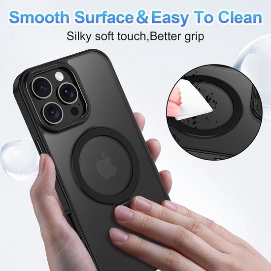 iPhone 13 Pro Hoesjes – MagSafe Backcover met Standaard – Schokbestendig – Zwart