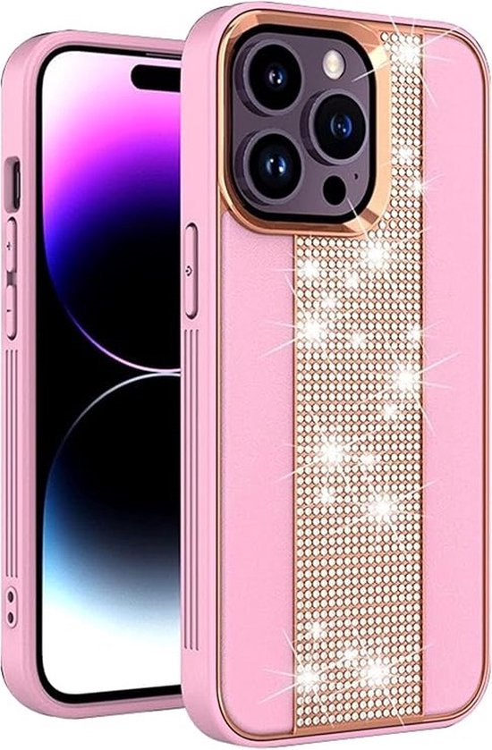iPhone 13 Pro Max Hoesjes – Diamond Plating Backcover – Frosted Afwerking – Roze-Ilumina Benelux