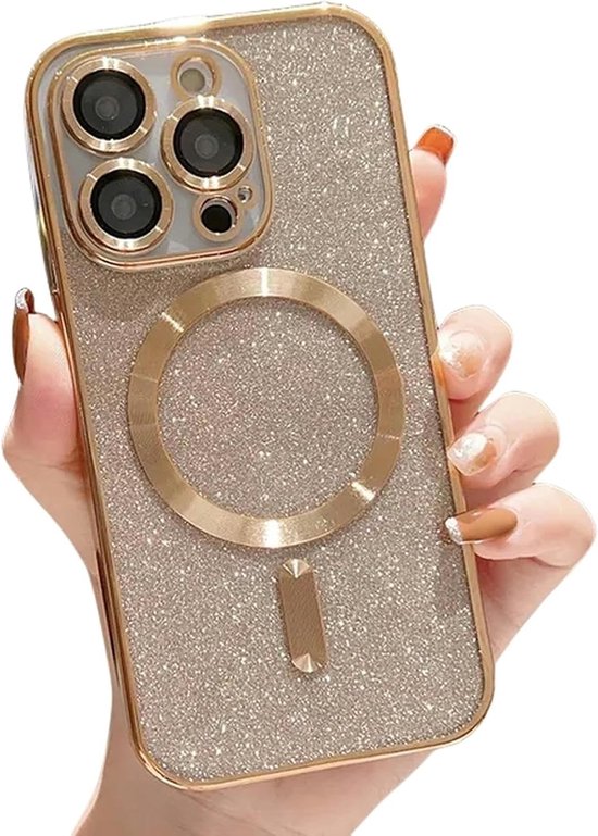 iPhone 13 Pro Max Hoesjes – MagSafe Backcover – Zachte TPU – Glitter Sequin Design – Goud-Ilumina Benelux