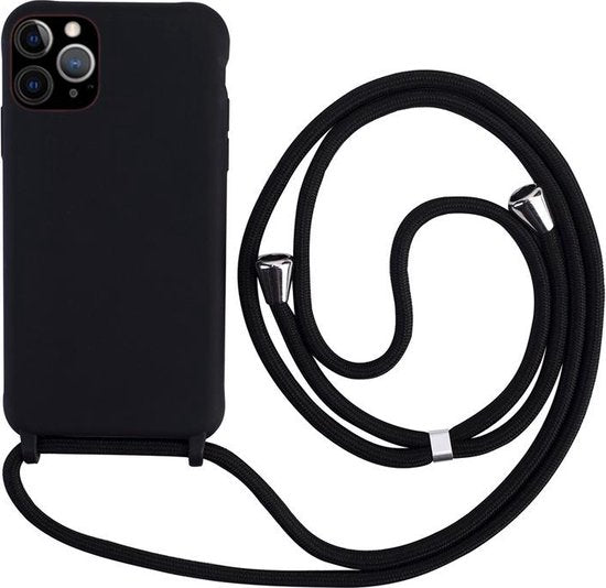 iPhone 13 Pro Max Hoesjes – Siliconen Backcover met Schouderkoord – Anti-slip – Zwart-Ilumina Benelux