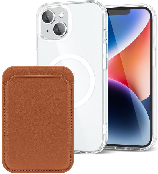 iPhone 14 Hoesjes – Anti-Shock Backcover met MagSafe – Magnetische Pasjeshouder – Bruin-Ilumina Benelux