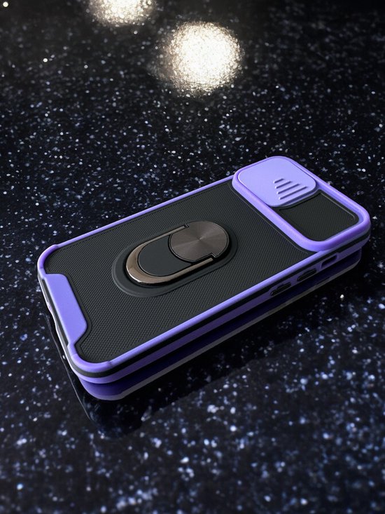 iPhone 14 Hoesjes – Camshield Backcover – Schokbestendig – Draaibare Ring – Paars-Ilumina Benelux