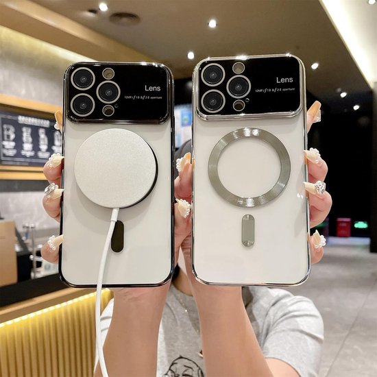 iPhone 14 Hoesjes – Magnetische Backcover met MagSafe – Camera Lens Protector – Zilver-Ilumina Benelux