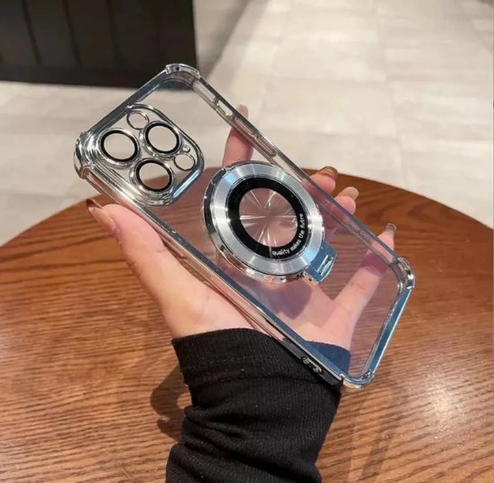 iPhone 14 Hoesjes – Magnetische Backcover – Onzichtbare Ringstandaard – Schokbestendig – Zilver-Ilumina Benelux