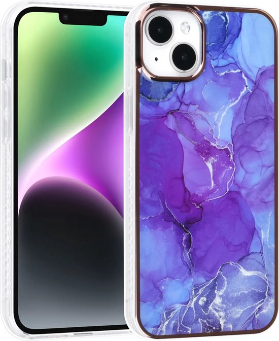 iPhone 14 Hoesjes – TPU Backcover – Marmer Design – Paars-Ilumina Benelux