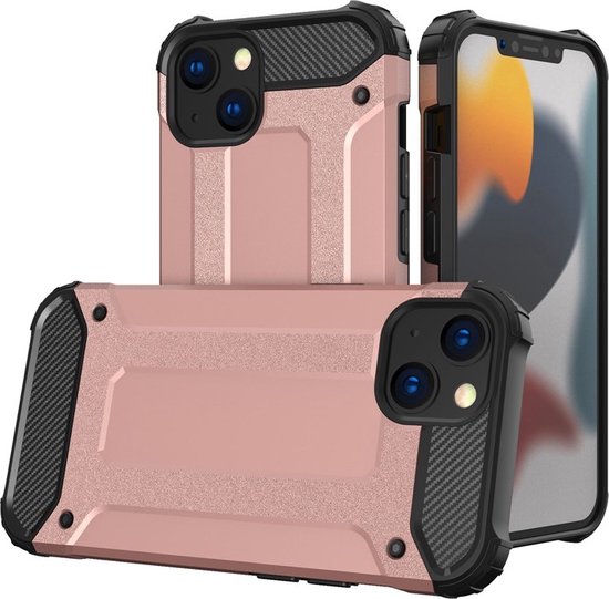 iPhone 14 Plus Hoesjes – Dual Layer Armor Backcover – Heavy Duty Schokbestendig – Roségoud-Ilumina Benelux