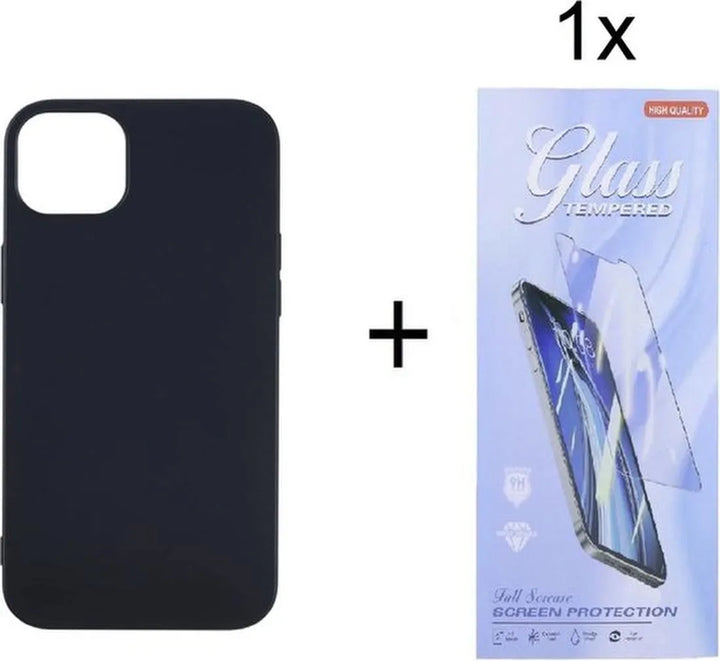 iPhone 14 Plus Hoesjes – Siliconen Backcover – Inclusief Screenprotector – Zwart-Ilumina Benelux