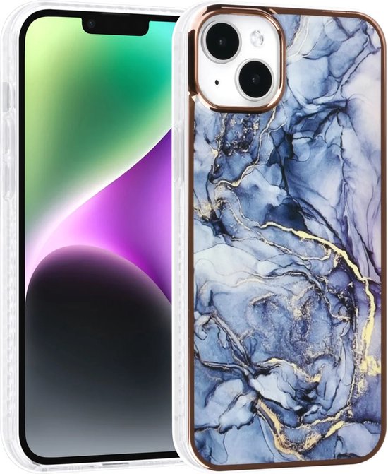 iPhone 14 Plus Hoesjes – TPU Backcover – Marmer Design – Grijs-Ilumina Benelux