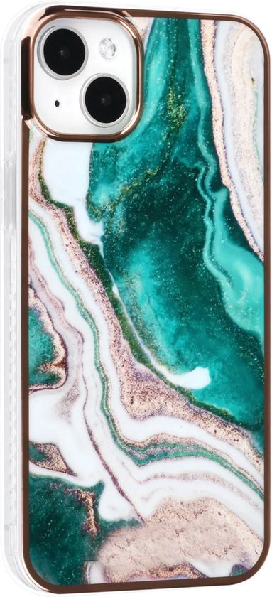 iPhone 14 Plus Hoesjes – TPU Backcover – Marmer Design – Groen-Ilumina Benelux