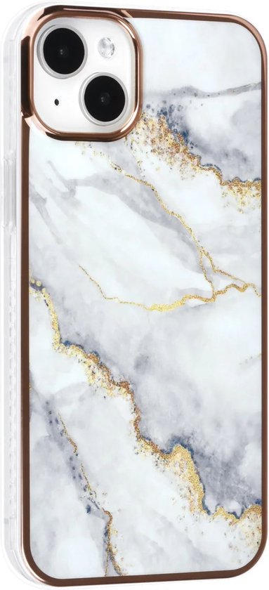iPhone 14 Plus Hoesjes – TPU Backcover – Marmer Design – Wit-Ilumina Benelux