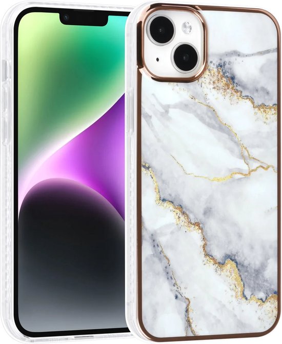 iPhone 14 Plus Hoesjes – TPU Backcover – Marmer Design – Wit-Ilumina Benelux