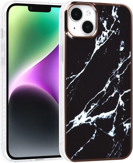 iPhone 14 Plus Hoesjes – TPU Backcover – Marmer Design – Zwart-Ilumina Benelux