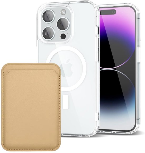 iPhone 14 Pro Hoesjes – Anti-Shock Backcover – MagSafe – Magnetische Pasjeshouder – Goud-Ilumina Benelux