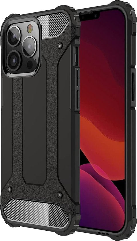 iPhone 14 Pro Hoesjes – Hybride Backcover – Dual Layer Armor – Extra Stevig Schokbestendig – Zwart-Ilumina Benelux