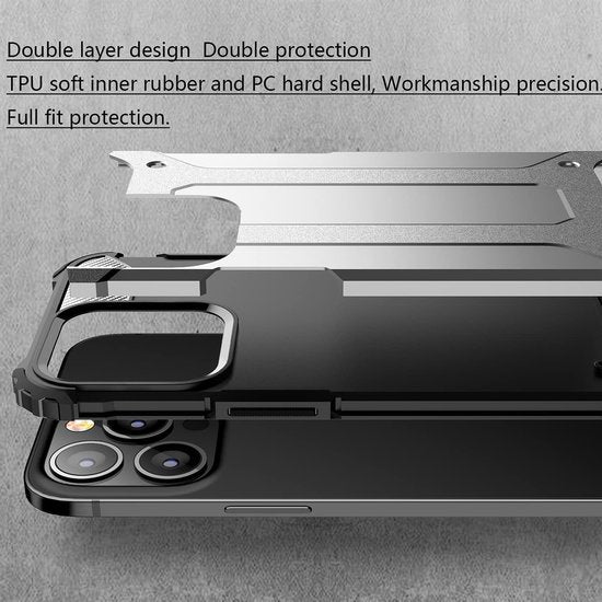 iPhone 14 Pro Hoesjes – Hybride Backcover – Schokbestendig Dual Layer Armor – Extra Stevig – Blauw-Ilumina Benelux