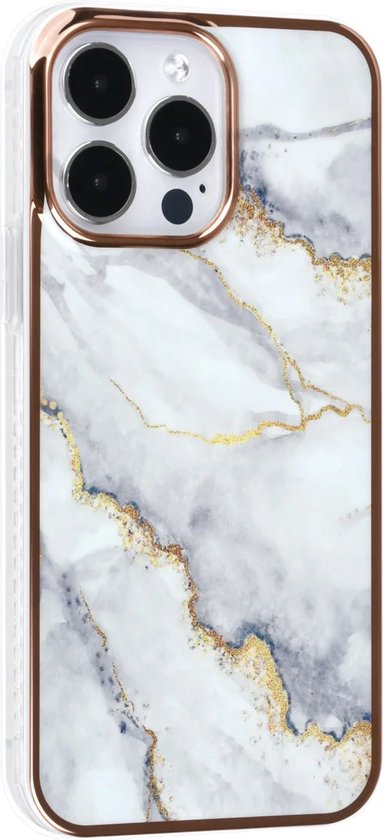 iPhone 14 Pro Hoesjes – TPU Backcover – Marmer Design – Wit-Ilumina Benelux