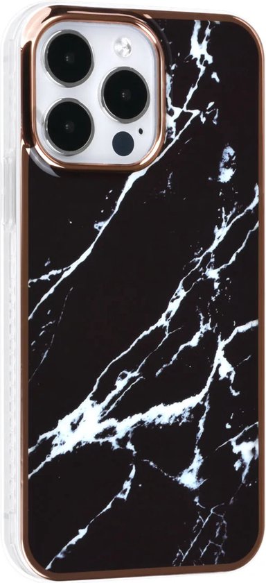 iPhone 14 Pro Hoesjes – TPU Backcover – Marmer Design – Zwart-Ilumina Benelux