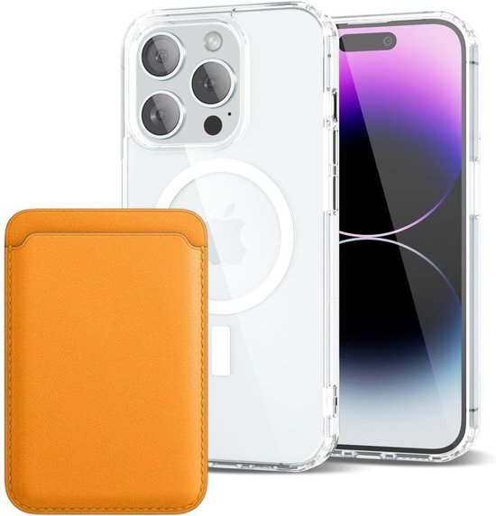 iPhone 14 Pro Max Hoesjes – Anti-shock Backcover met MagSafe – Magnetische Pasjeshouder – Zonnegeel-Ilumina Benelux