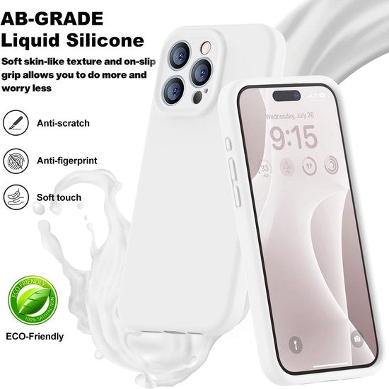 iPhone 14 Pro Max Hoesjes – Liquid Siliconen Backcover – Soft Touch – Schokbestendig – Wit-Ilumina Benelux