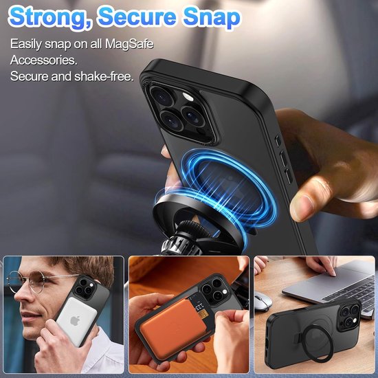 iPhone 14 Pro Max Hoesjes – MagSafe Backcover met Standaard – Schokbestendig – Zwart-Ilumina Benelux