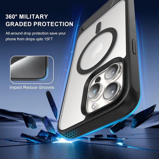 iPhone 14 Pro Max Hoesjes – Schokbestendige Backcover met Standaard – MagSafe Compatibel – Blauw-Ilumina Benelux